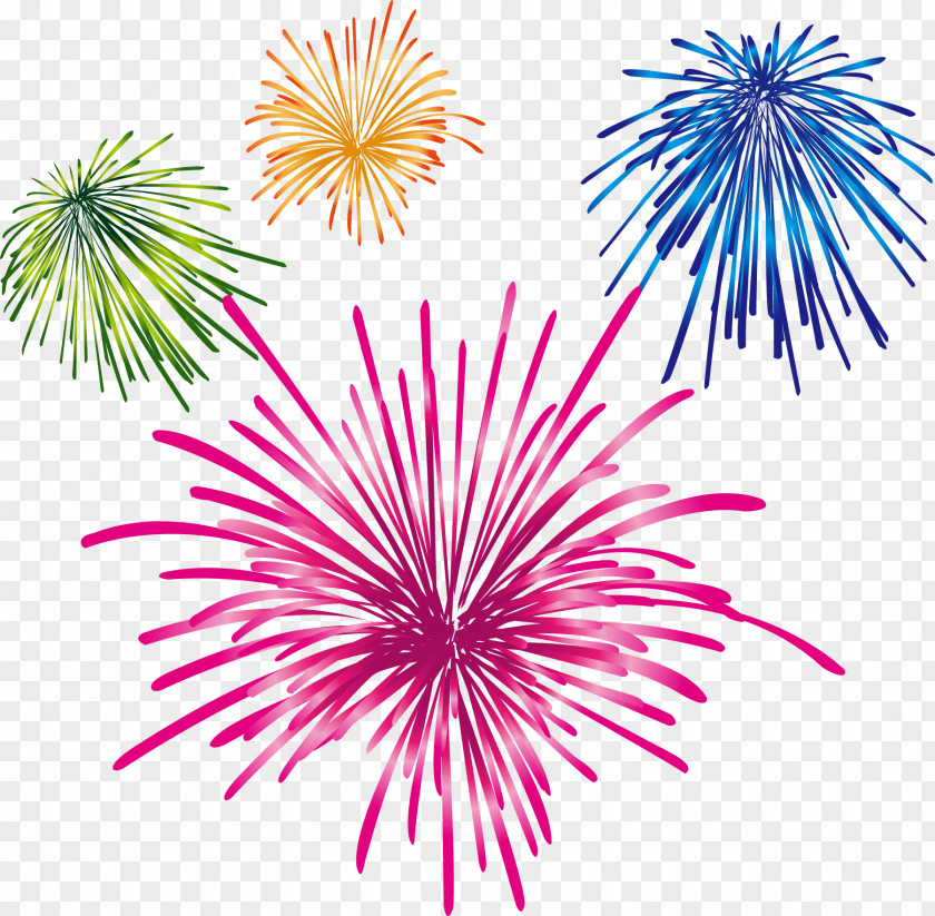 Colorful Fireworks Cartoon PNG