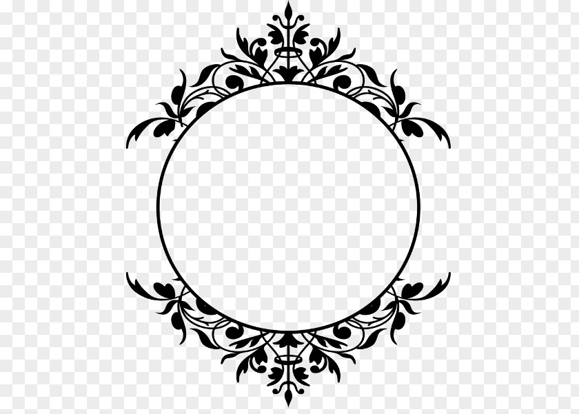 Oval Blackandwhite Floral Ornament PNG
