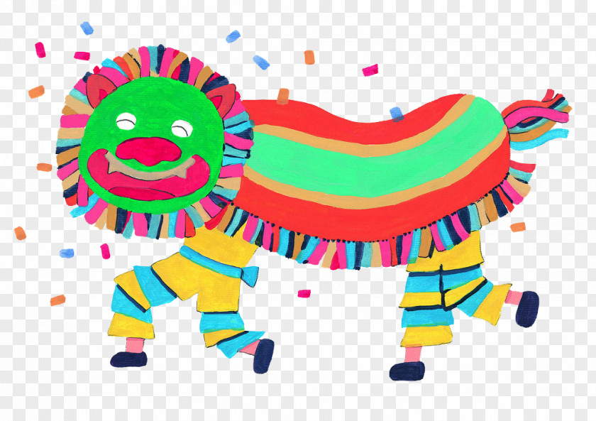 Children Painted Traditional Chinese Lion Dance New Year Dragon PNG