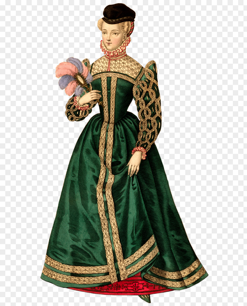 Conch Shaped Inkstone Thumb Italian Renaissance Gown Dress PNG