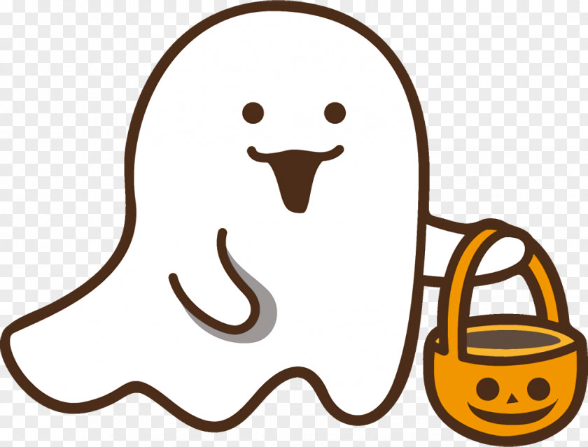 Line Art Pleased Ghost Halloween PNG