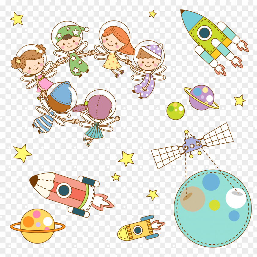 Vector Happy Hour Outer Space Universe Cartoon Illustration PNG
