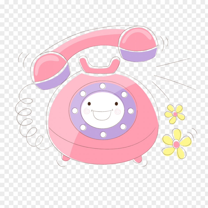 Pink Smiley Telephone Clip Art PNG