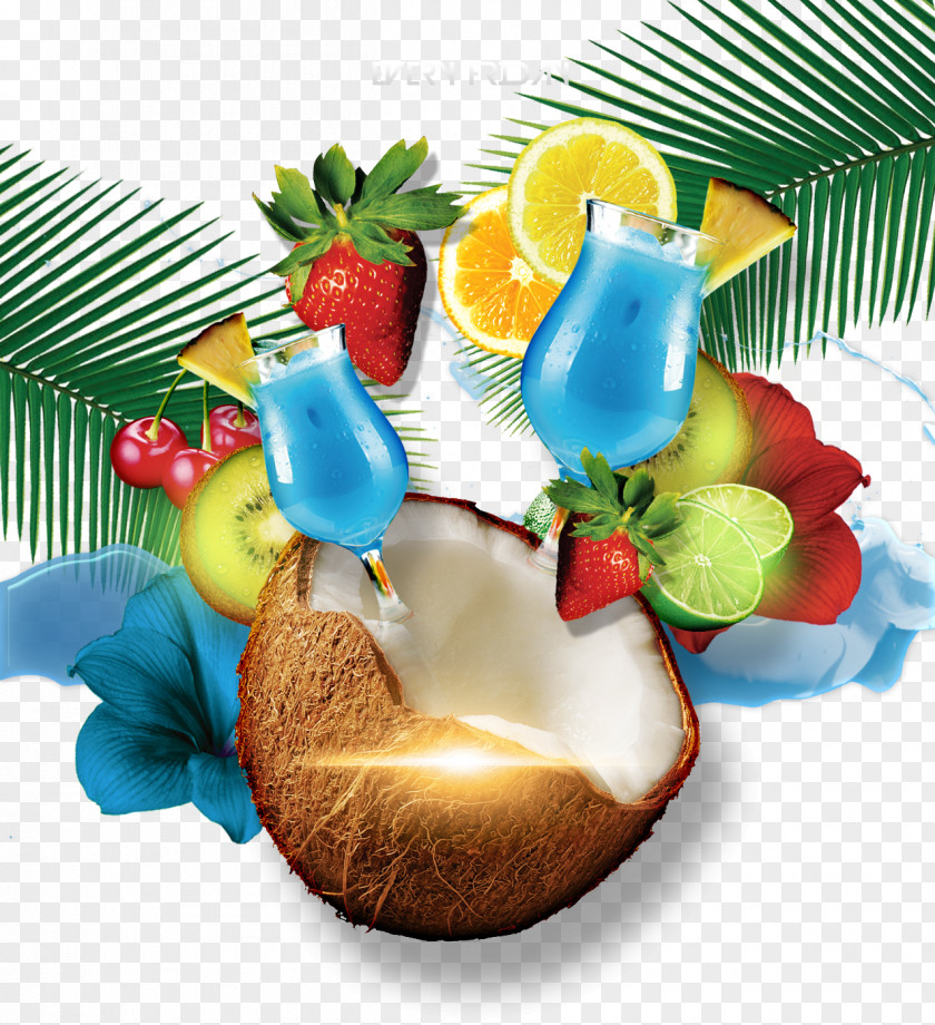 Coconut Blueberry Wine Strawberry Kiwi Lemon Cherry Leaves Computer File PNG