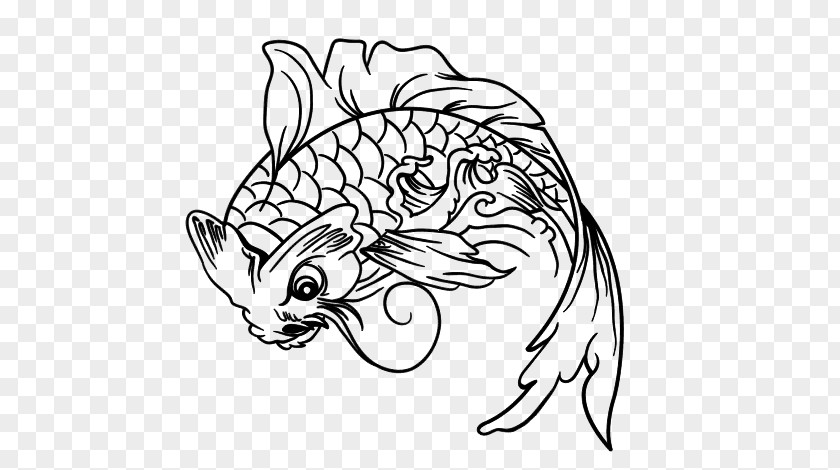 Fish Koi Pond Drawing Coloring Book PNG