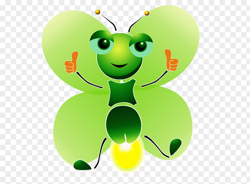Green Firefly Butterfly Cartoon Light PNG