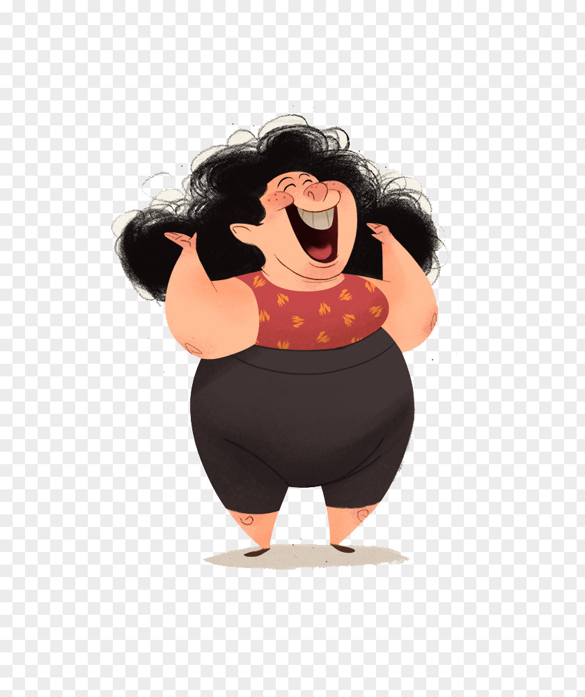 Happy Laughing Women Cartoon Model Sheet Illustration PNG