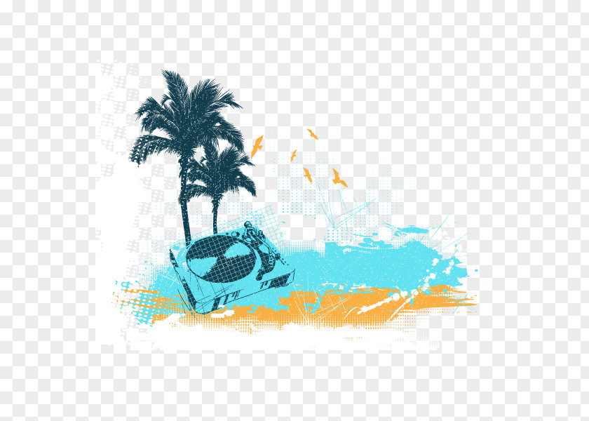 Vector Hand-painted Beach PNG