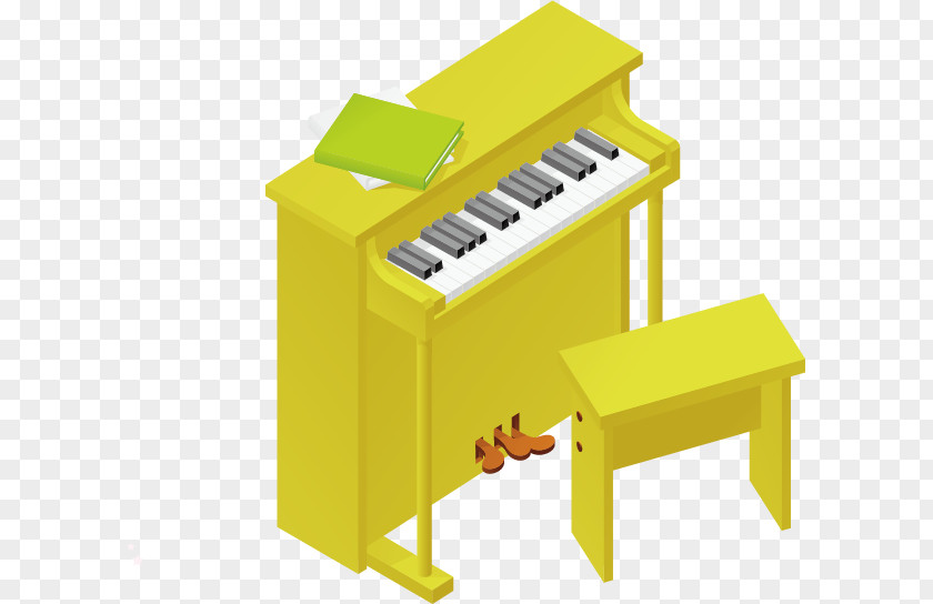 Vector Piano Spinet Yellow PNG