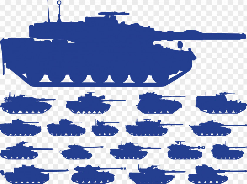 Blue Vector Silhouettes Of Various Tanks Tank Silhouette Military PNG