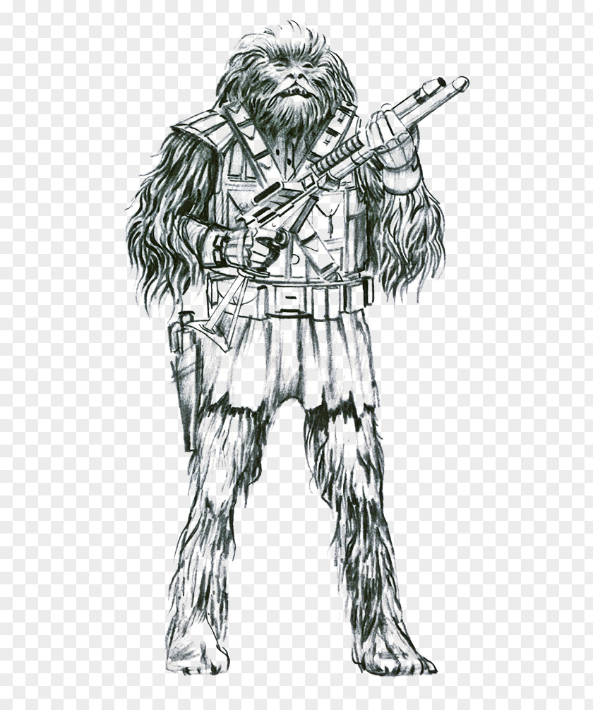 Star Wars Chewbacca Wookiee Art Sketch PNG