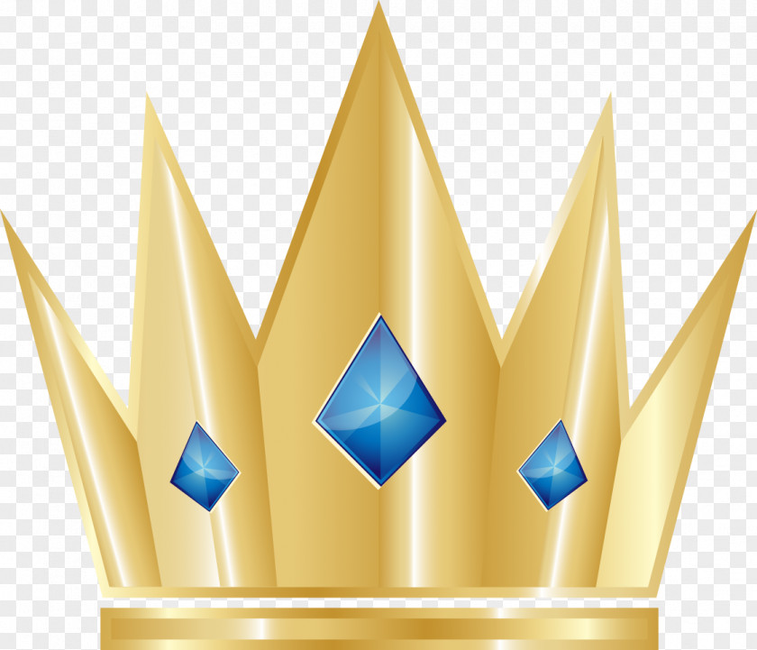 Beautifully Silhouette Yellow Crown Blue Diamond Color PNG