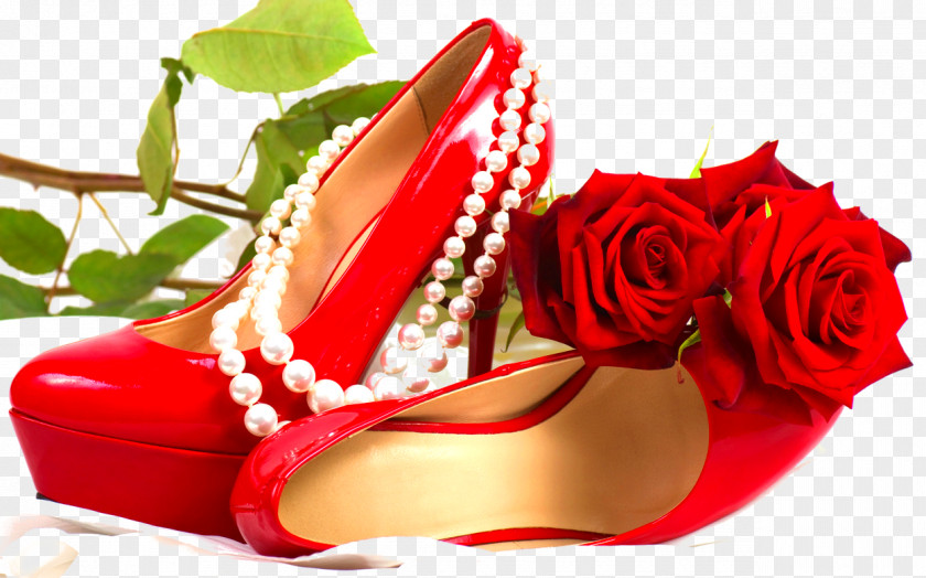 Pearls High-heeled Shoe Flower Rose Pearl PNG