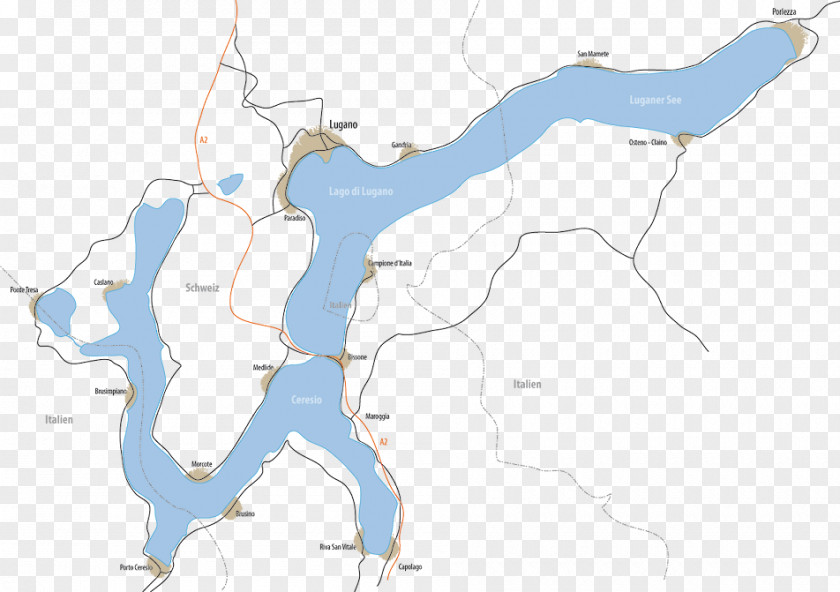 Spa Theme Lake Lugano Como Castagnola-Cassarate Map PNG