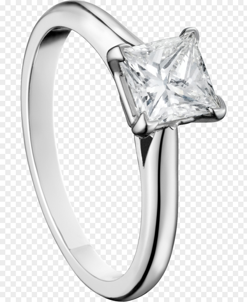 Platinum Ring Diamond Engagement Princess Cut Cartier PNG