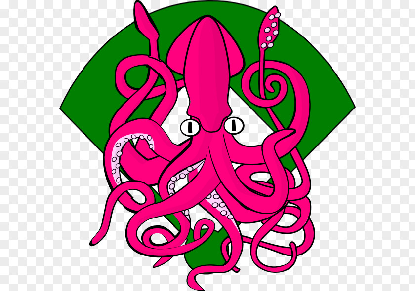 Squid Octopus Line Art PNG
