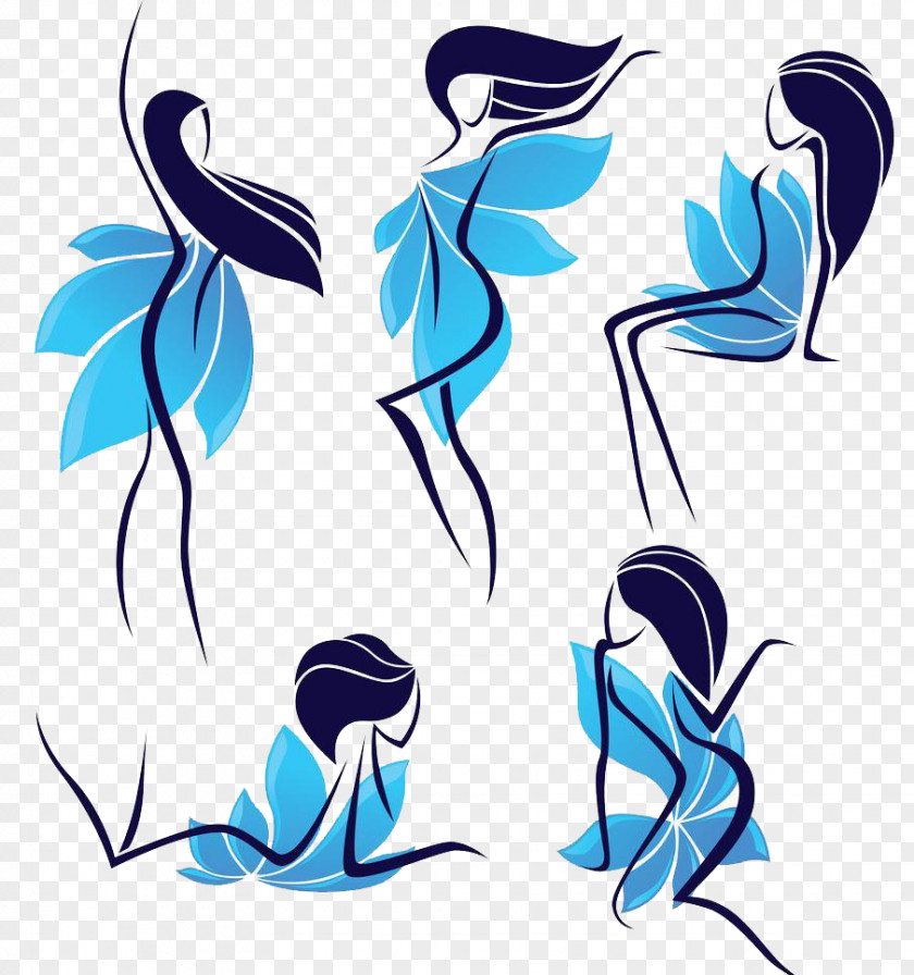 Creative Cartoon Hand-drawn Line Dancers Woman Euclidean Vector Silhouette Illustration PNG