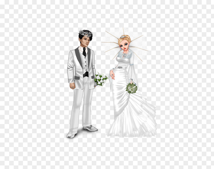 Fashion Couple Bridegroom Tuxedo Wedding Dress Marriage PNG