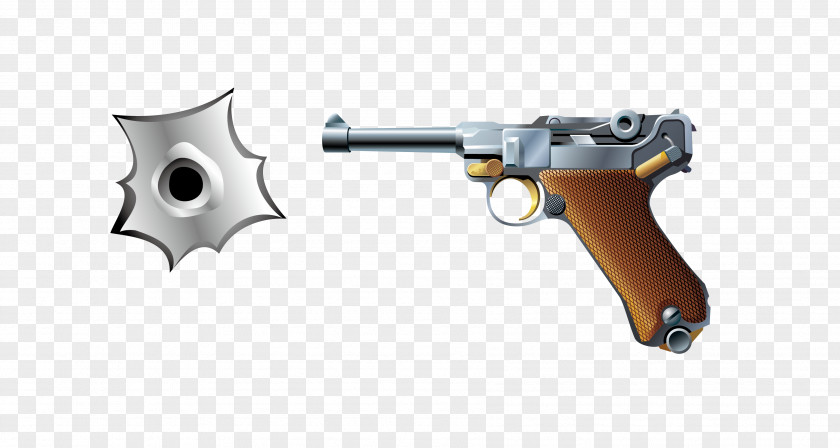 Vector King Eight Box Pistol Bullet Hole Material Trigger Revolver Handgun PNG