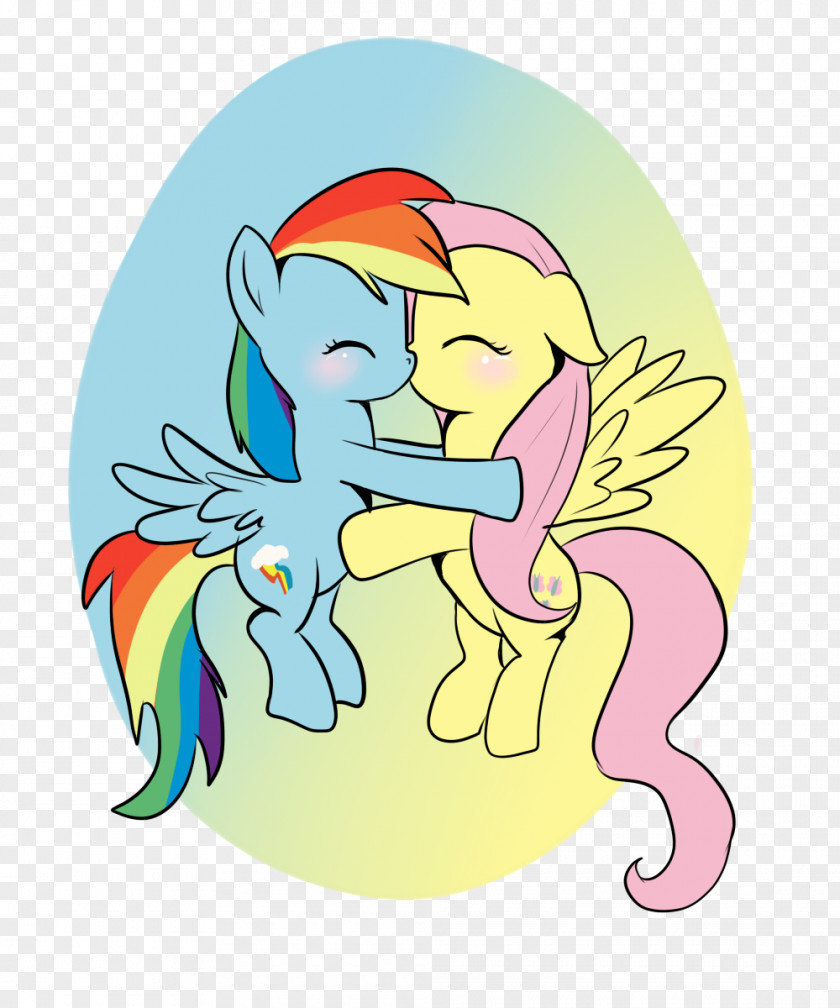 Fluttershy And Rainbow Dash Kiss Horse Pony Clip Art PNG