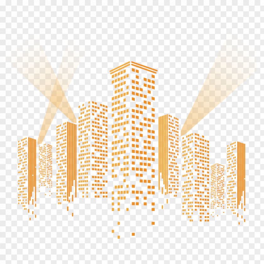 Golden Night City Building Adobe Illustrator Euclidean Vector PNG