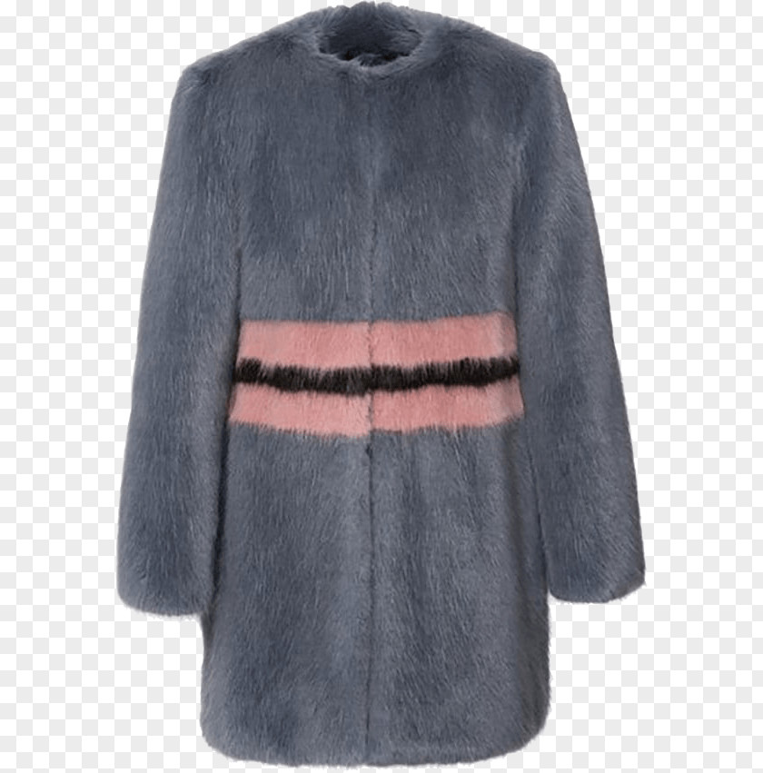 Faux Fur Overcoat Wool Grey PNG