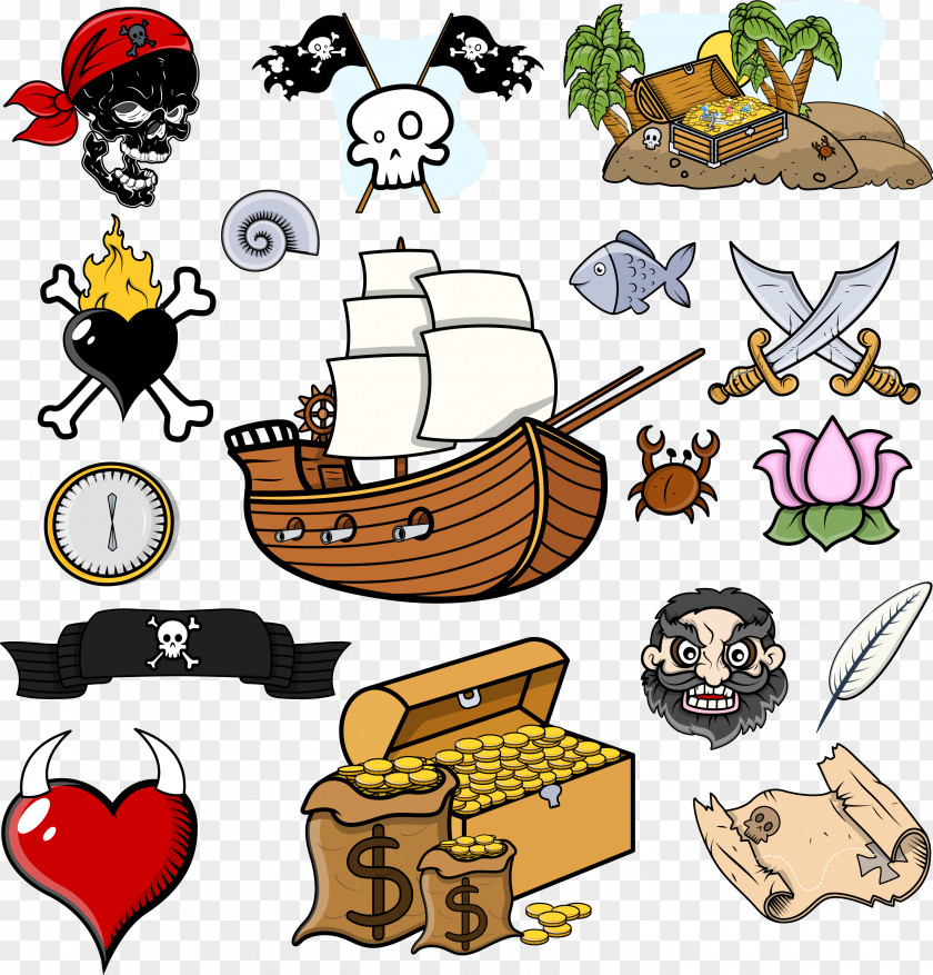 Vector Medieval Pirates And Treasure Piracy Royalty-free Clip Art PNG