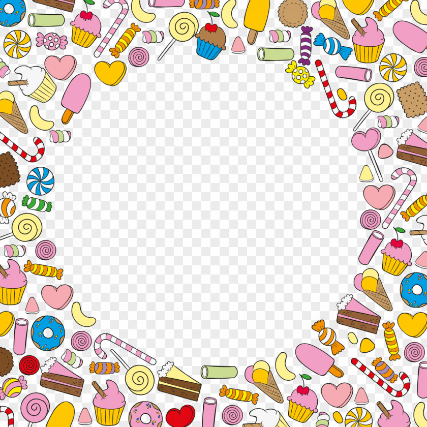 Vector Sweets Background Ice Cream Candy Dessert Cupcake Sweetness PNG