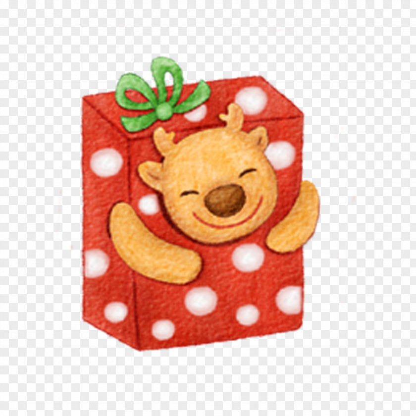 Christmas Gift In The Deer Box PNG