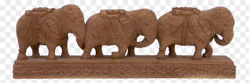 Wood Carving African Elephant Indian PNG