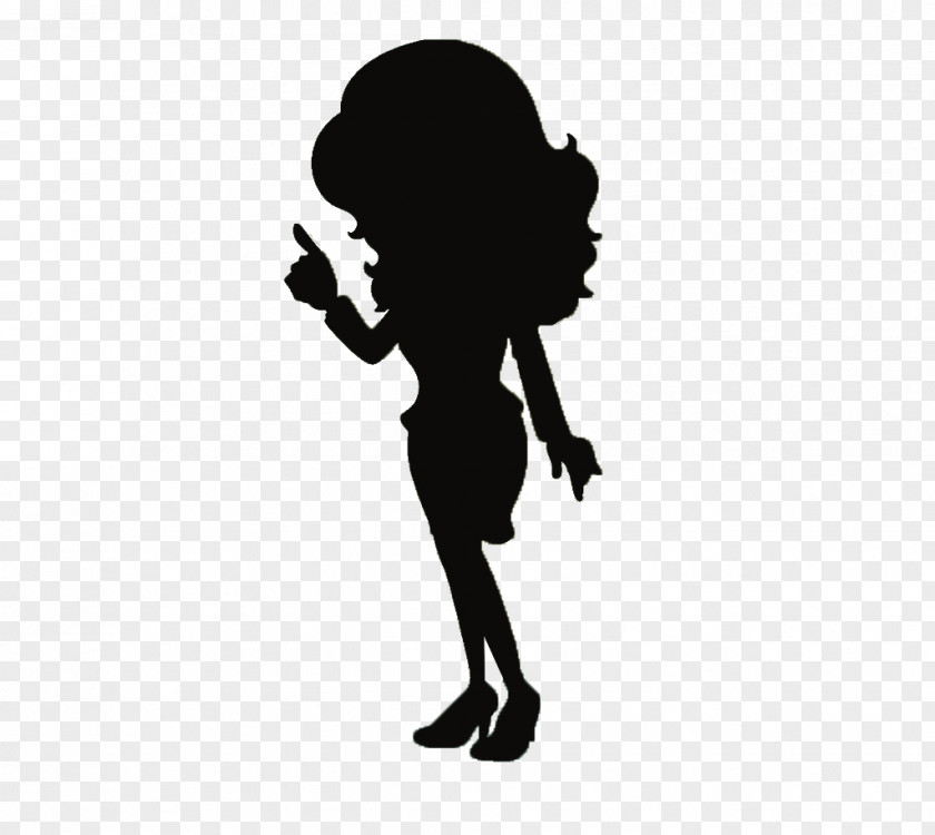 Cartoon Black Silhouette Of A Woman With Long Hair Clip Art PNG