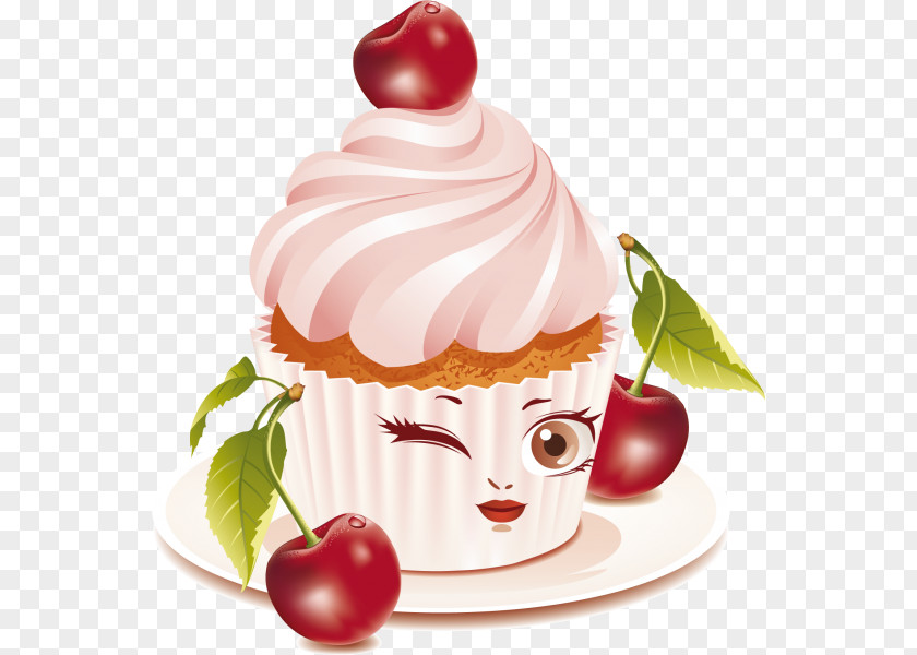 Chocolate Cake Birthday Cherry Cupcake Frosting & Icing PNG