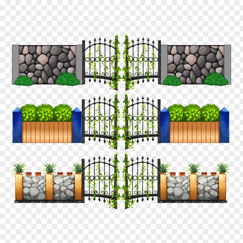 Vector Fence Wall Gate Illustration PNG