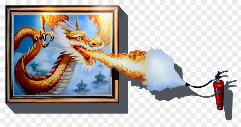 3D Wall Painted Dragon PNG