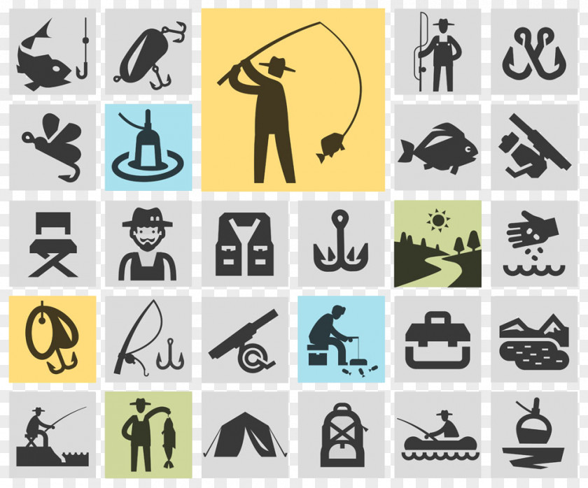 Fishing Hooks With Flag Rod Symbol Icon PNG