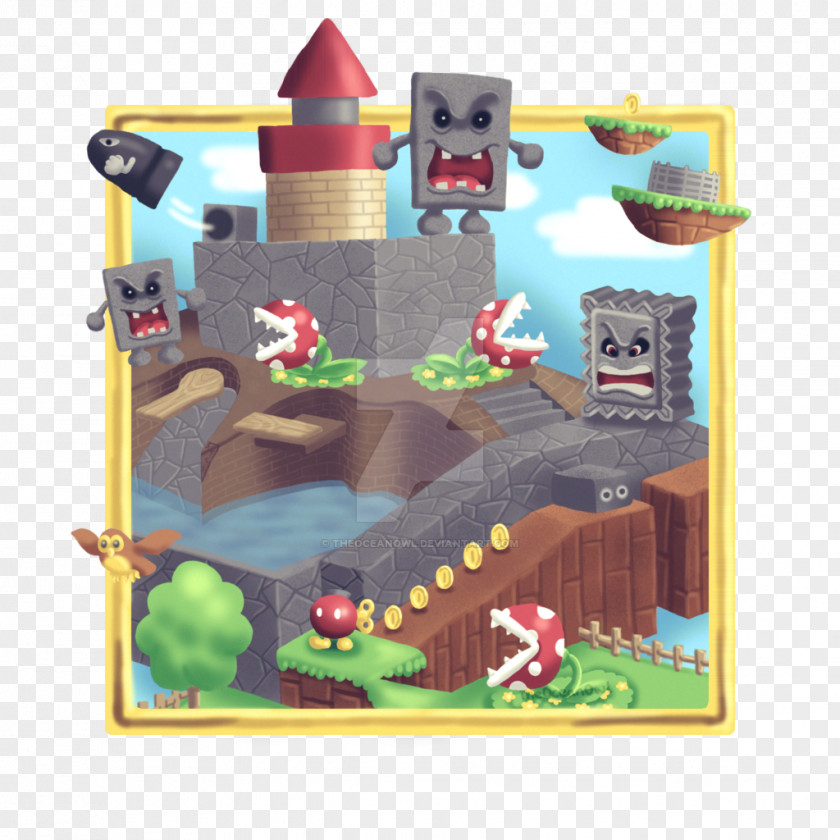Painting Super Mario 64 Land Nintendo Bowser Whomp PNG