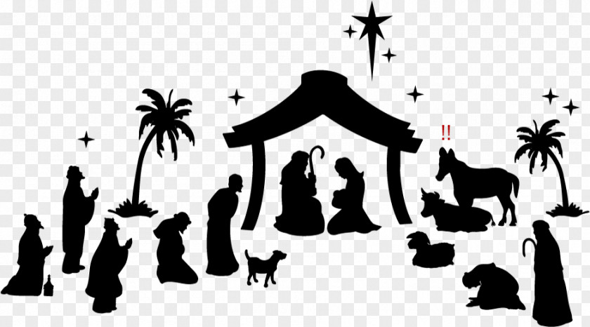 People Nativity Scene Silhouette Tree Font PNG