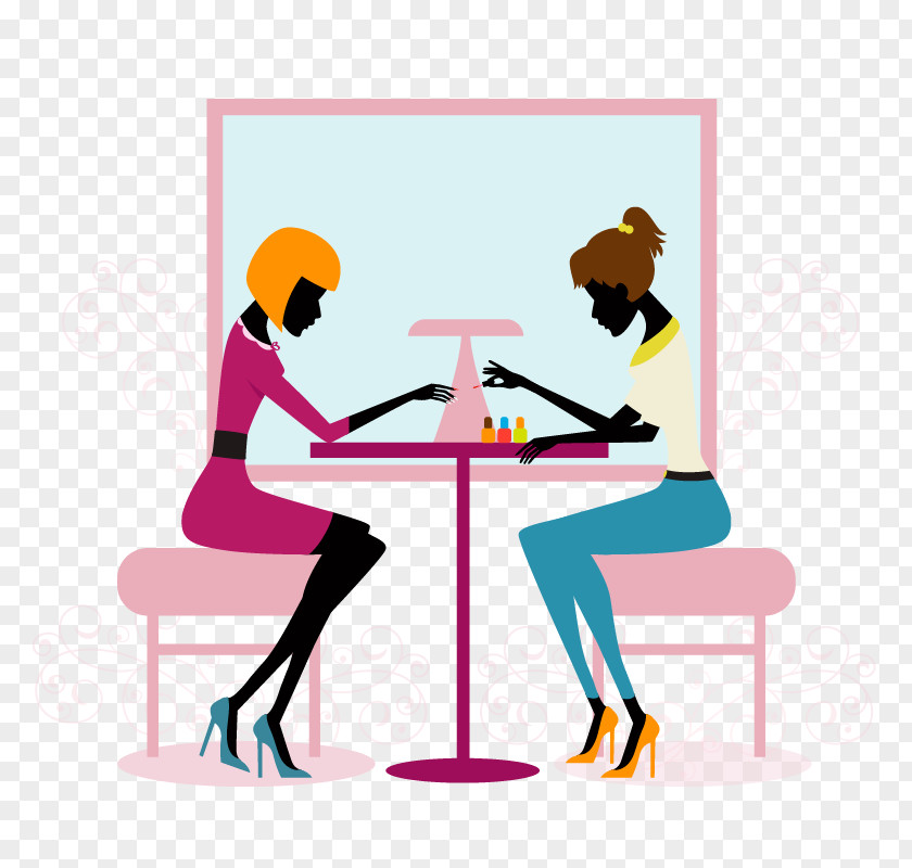 Two Women Carbonation Vectors Nail Salon Beauty Parlour Manicure Barbershop PNG