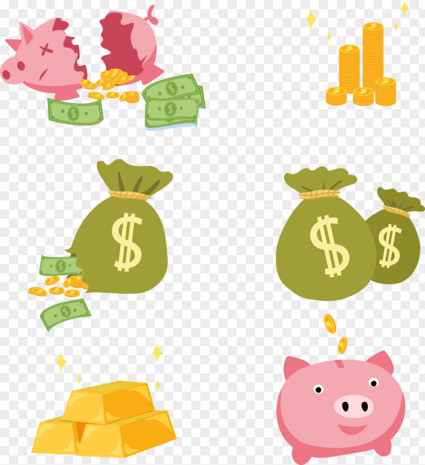 Vector Pig Purse And Save Money Bag Saving Gold Coin PNG