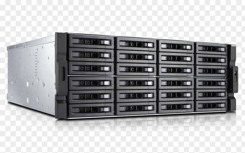 Server Rack Disk Array QNAP TS-EC2480U-R2 Serial Attached SCSI ATA ES1640dc NAS Ethernet LAN Black PNG