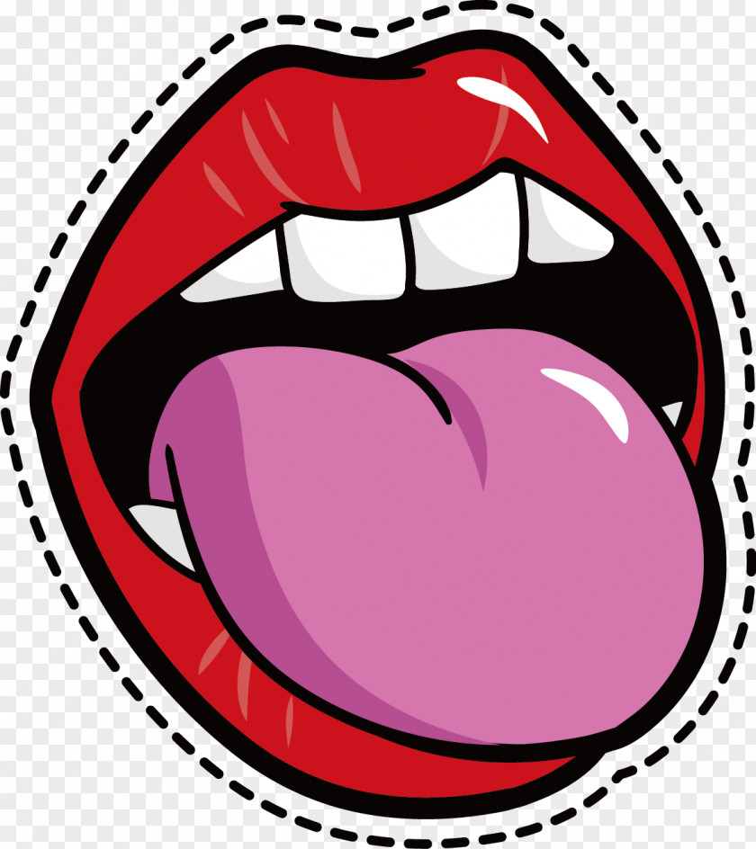 Cartoon Mouth Tongue Material PNG