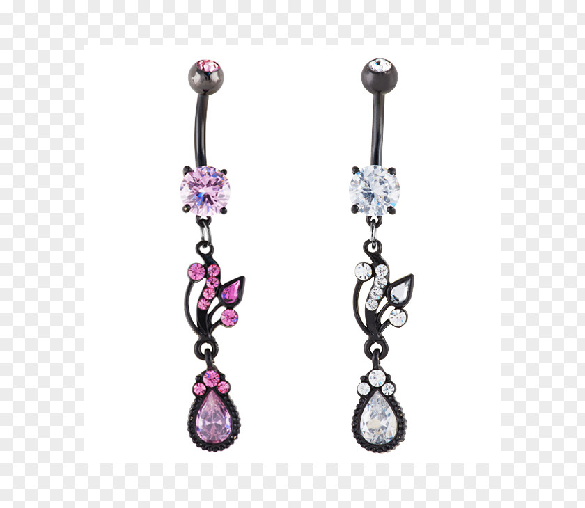 Silver Amethyst Earring Body Jewellery PNG