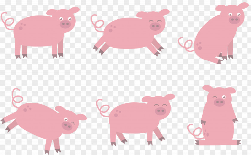 Pink Pig Domestic Clip Art PNG