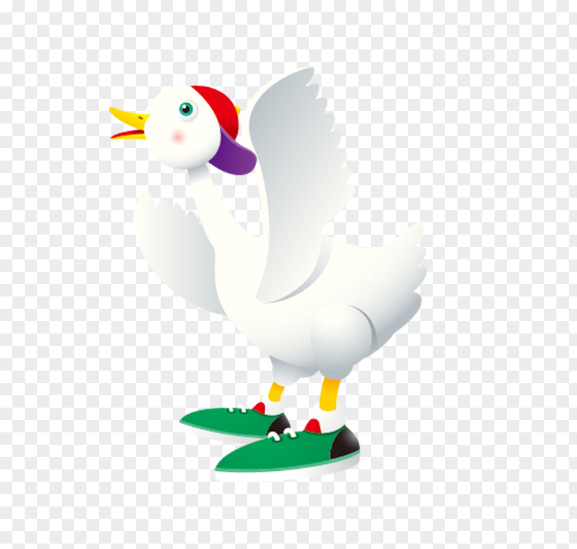 Cartoon Big White Goose Duck Cygnini Chicken PNG