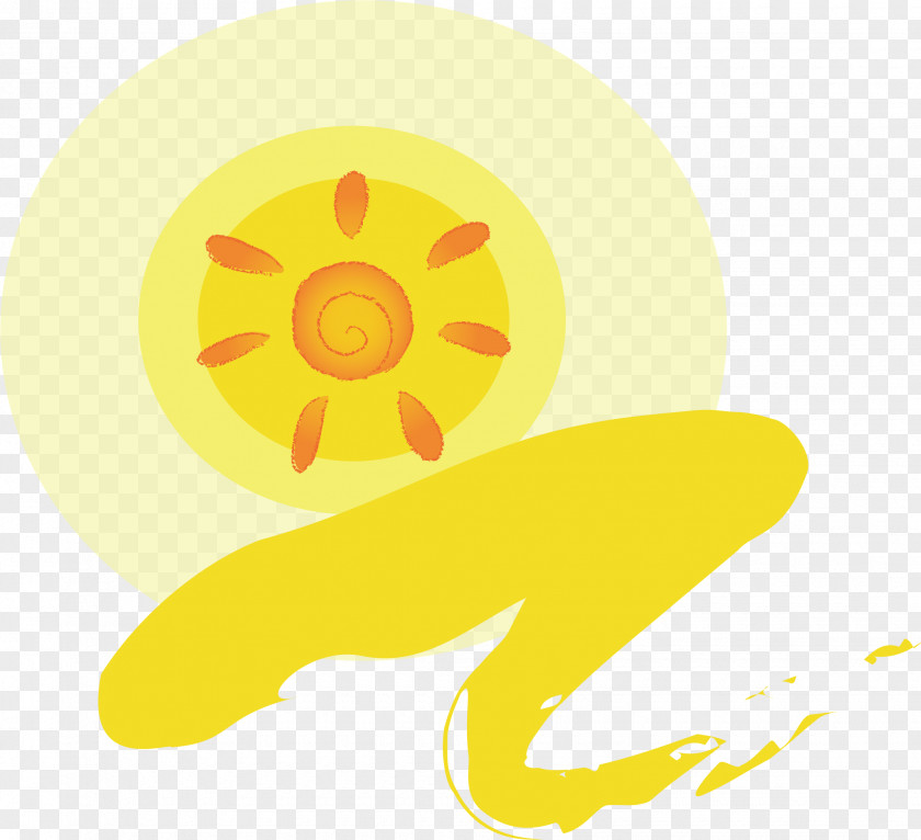 Floating Golden Sun Background Vector Clip Art PNG