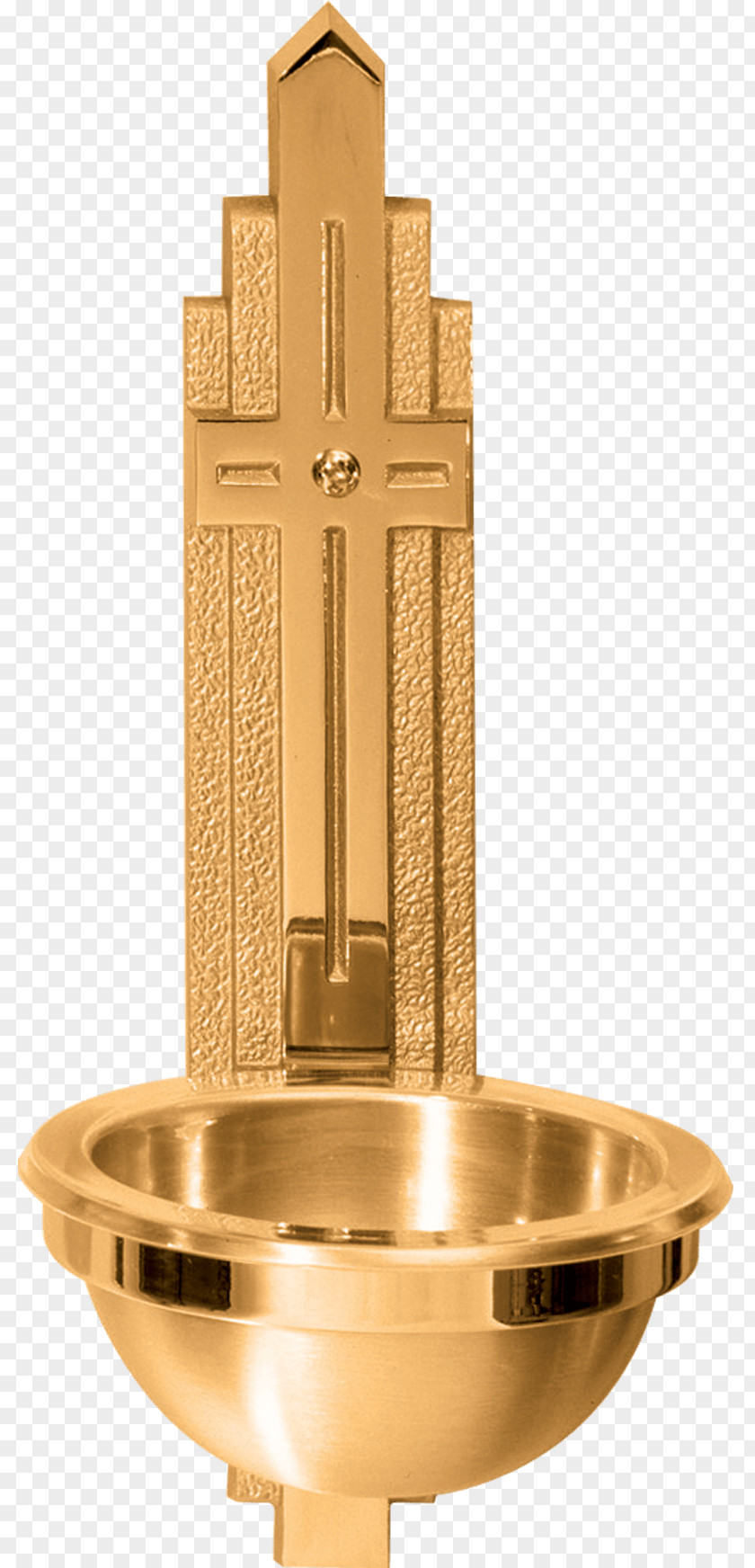 Holy Water Font Baptismal Brass Crucifix PNG