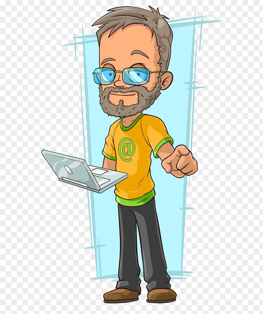 Take The Computer Man Cartoon Character Illustration PNG