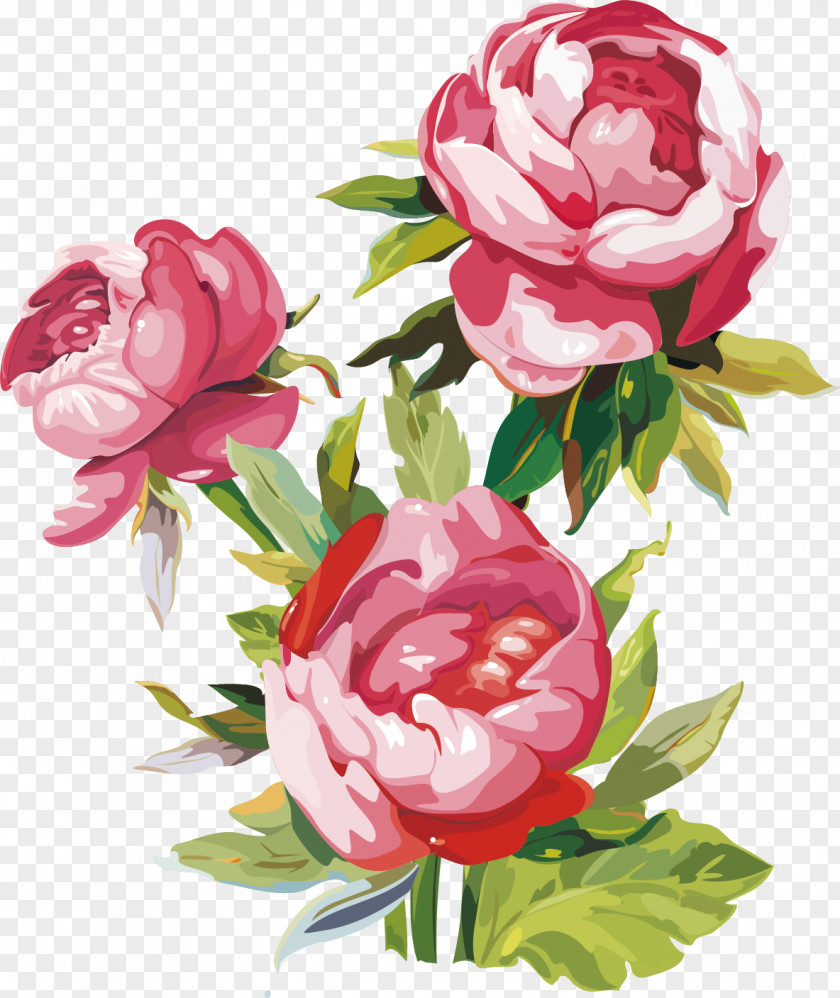 Beautiful Roses Sea Sketch Material Flower Gouache Paint Wall Decal PNG