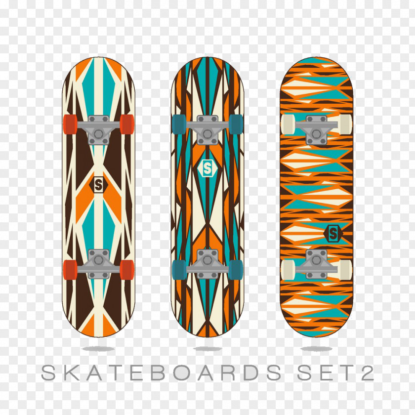 Creative Wooden Skateboard Printing Illustration PNG