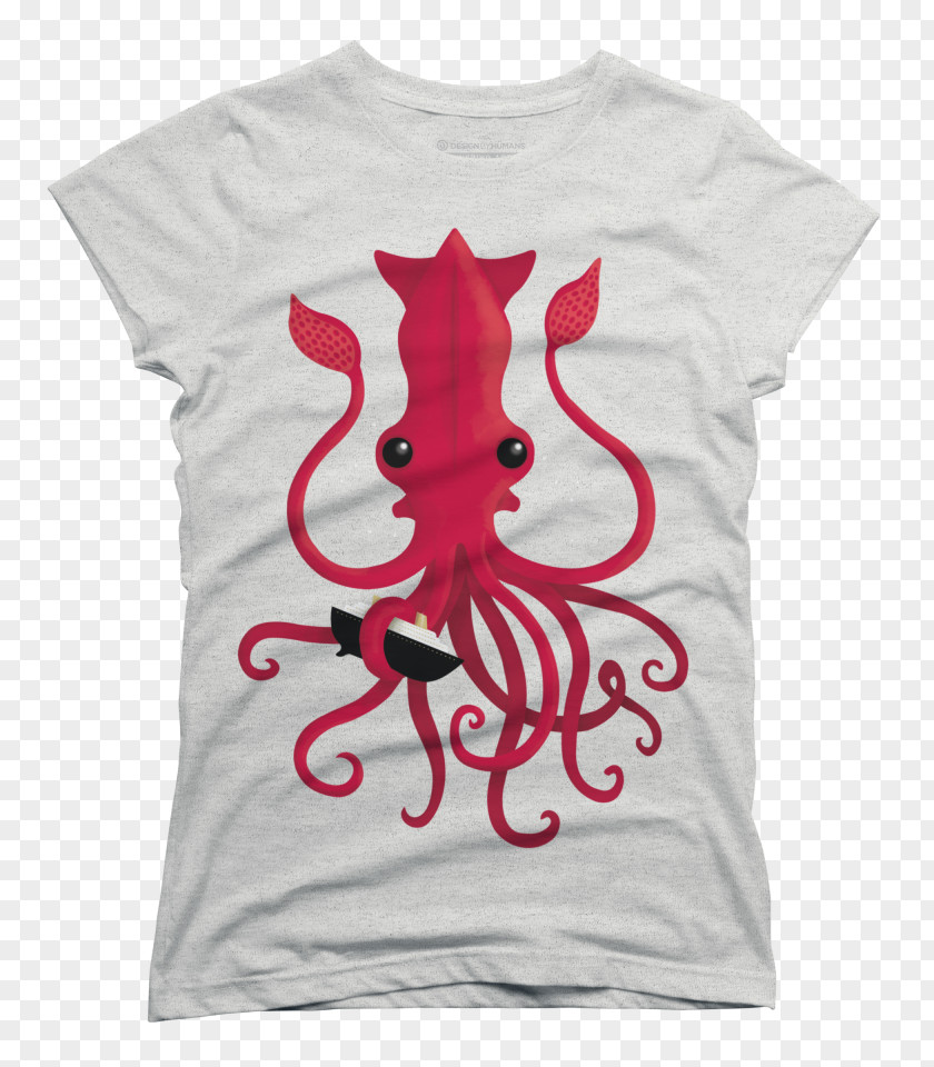 Squid T-shirt Hoodie Design By Humans Octopus PNG